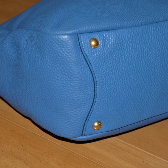 Prada Vitello Daino Cobalto Blue Leather Tote Shoulder Bag B4863M $1640 w Cards - Picture 14 of 15